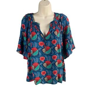 Maeve by Anthropologie Top Small Floral Flutter Sleeve Boho Chic Cottagecore